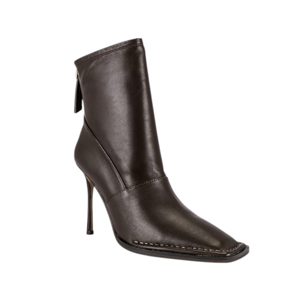 Alias Mae Abbie Bootie Leather Square Toe Stiletto Ankle Boots Brown Size 36 NEW